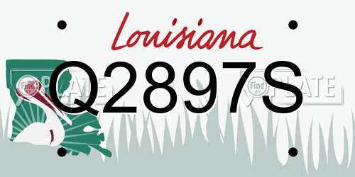 Q2897S Louisiana License Plate