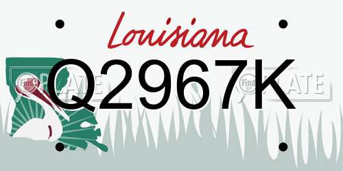 Q2967K Louisiana License Plate
