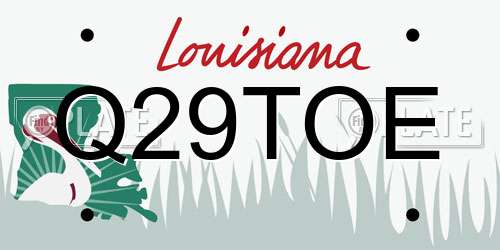 Q29TOE Louisiana License Plate