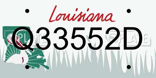 Q33552D Louisiana License Plate