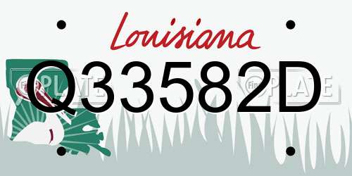 Q33582D Louisiana License Plate
