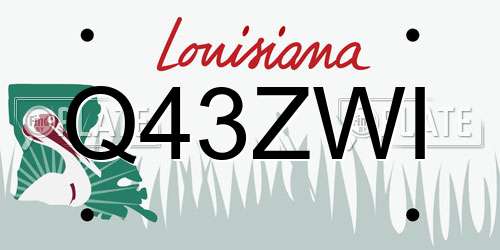 Q43ZWI Louisiana License Plate