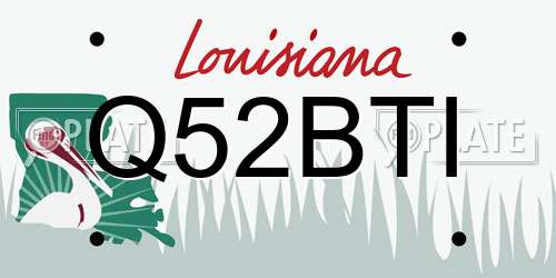Q52BTI Louisiana License Plate