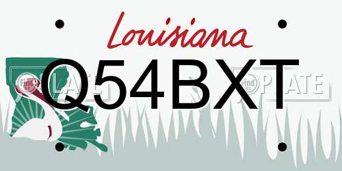 Q54BXT Louisiana License Plate