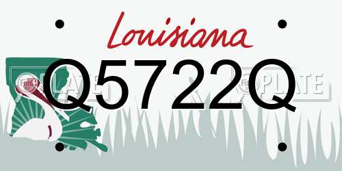 Q5722Q Louisiana License Plate