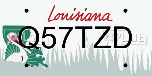 Q57TZD Louisiana License Plate