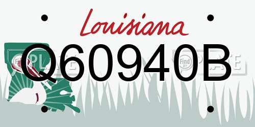 Q60940B Louisiana License Plate