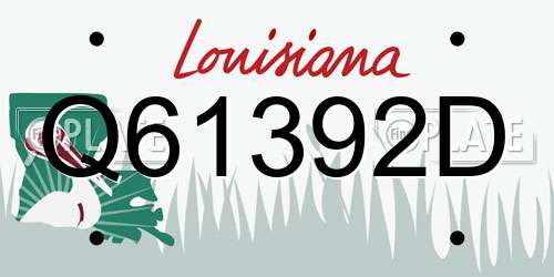 Q61392D Louisiana License Plate