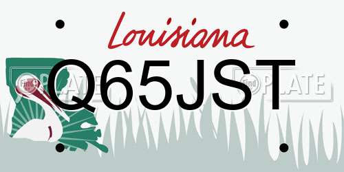 Q65JST Louisiana License Plate