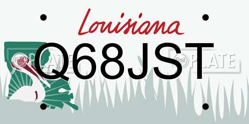 Q68JST Louisiana License Plate
