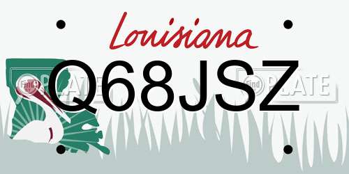 Q68JSZ Louisiana License Plate