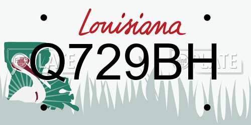 Q729BH Louisiana License Plate
