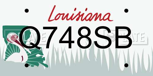 Q748SB Louisiana License Plate