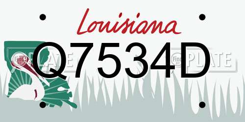 Q7534D Louisiana License Plate