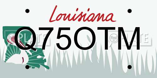 Q75OTM Louisiana License Plate