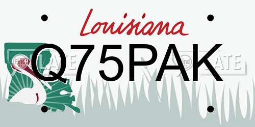 Q75PAK Louisiana License Plate