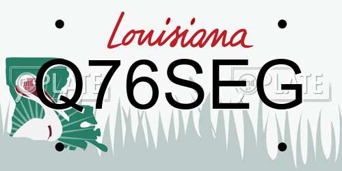 Q76SEG Louisiana License Plate