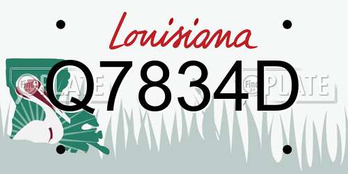 Q7834D Louisiana License Plate
