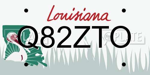 Q82ZTO Louisiana License Plate