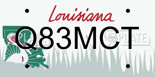 Q83MCT Louisiana License Plate