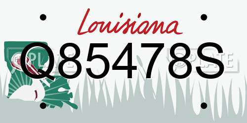Q85478S Louisiana License Plate