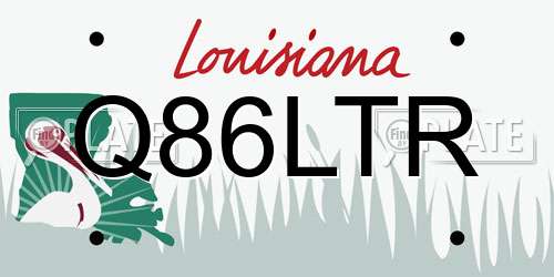 Q86LTR Louisiana License Plate