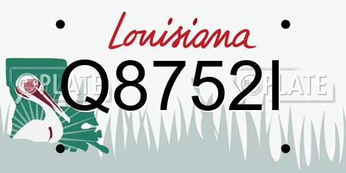 Q8752I Louisiana License Plate