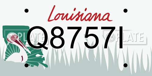 Q8757I Louisiana License Plate