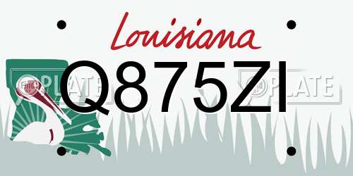 Q875ZI Louisiana License Plate