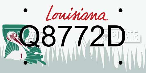 Q8772D Louisiana License Plate