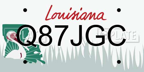 Q87JGC Louisiana License Plate