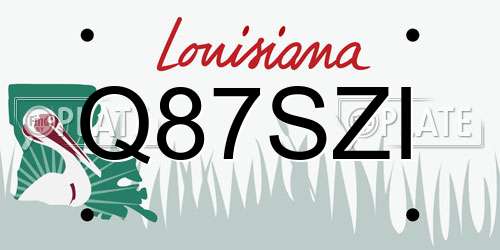 Q87SZI Louisiana License Plate