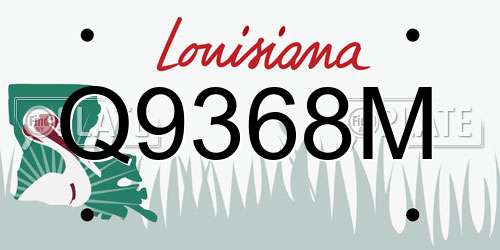 Q9368M Louisiana License Plate