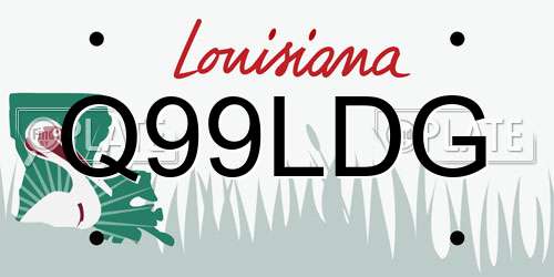 Q99LDG Louisiana License Plate