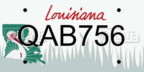 QAB756 Louisiana License Plate
