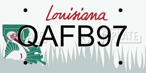 QAFB97 Louisiana License Plate