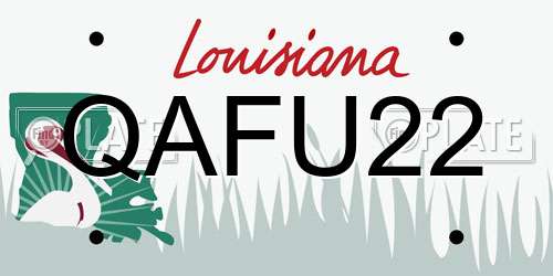QAFU22 Louisiana License Plate