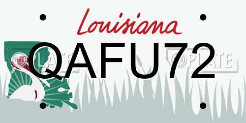 QAFU72 Louisiana License Plate