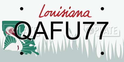 QAFU77 Louisiana License Plate
