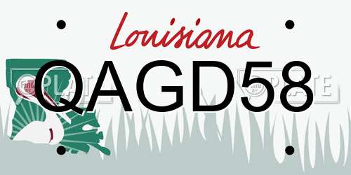 QAGD58 Louisiana License Plate