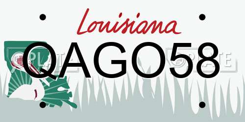 QAGO58 Louisiana License Plate