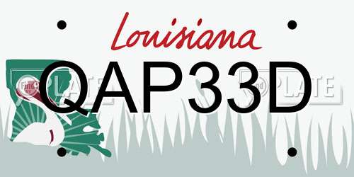 QAP33D Louisiana License Plate