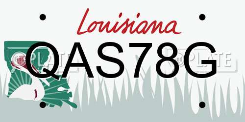 QAS78G Louisiana License Plate