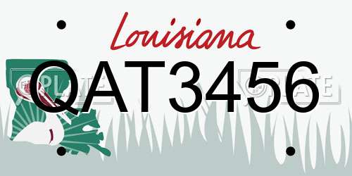 QAT3456 Louisiana License Plate