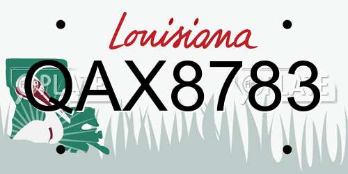 QAX8783 Louisiana License Plate