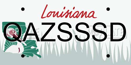 QAZSSSD Louisiana License Plate