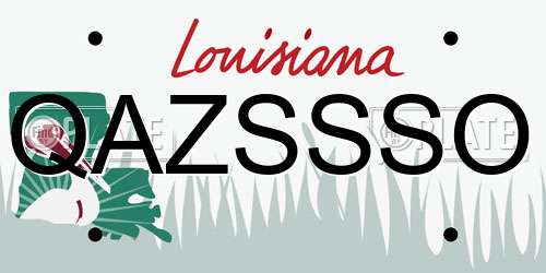 QAZSSSO Louisiana License Plate
