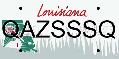 QAZSSSQ Louisiana License Plate