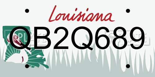 QB2Q689 Louisiana License Plate