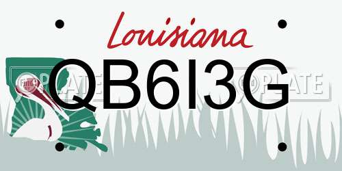 QB6I3G Louisiana License Plate